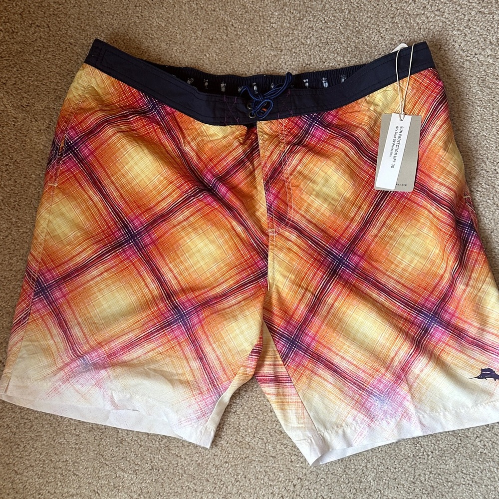 Tommy Bahama mens Multicolor Baja Fadeaway  Plaid Board Short size XXL